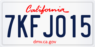 CA license plate 7KFJ015