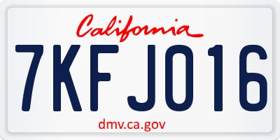 CA license plate 7KFJ016