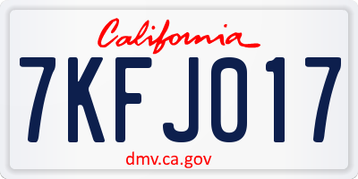 CA license plate 7KFJ017