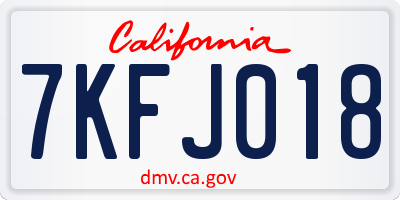 CA license plate 7KFJ018