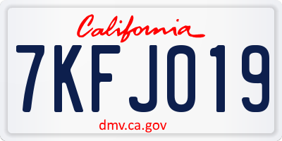 CA license plate 7KFJ019