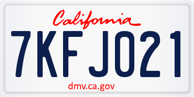 CA license plate 7KFJ021