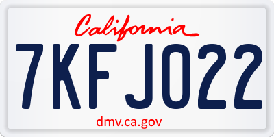 CA license plate 7KFJ022