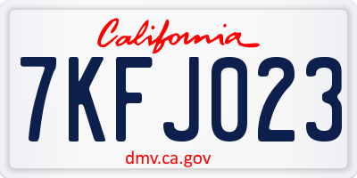 CA license plate 7KFJ023