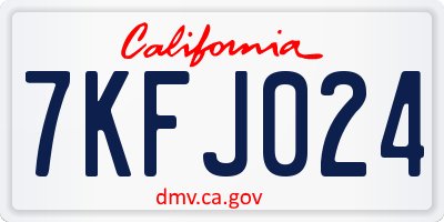 CA license plate 7KFJ024