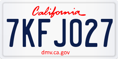 CA license plate 7KFJ027