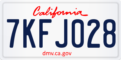 CA license plate 7KFJ028