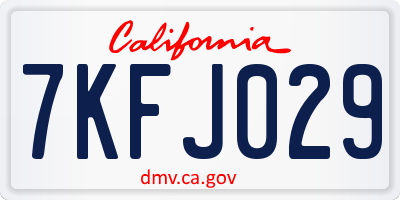CA license plate 7KFJ029