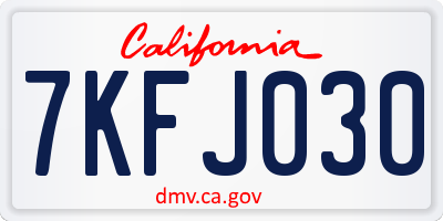 CA license plate 7KFJ030