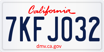 CA license plate 7KFJ032