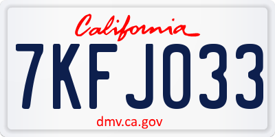 CA license plate 7KFJ033