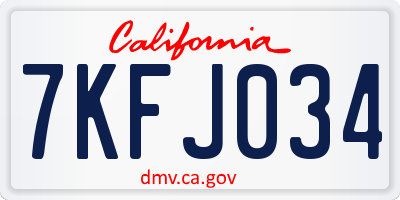 CA license plate 7KFJ034