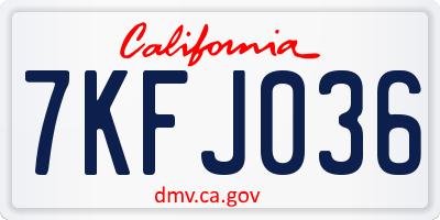 CA license plate 7KFJ036