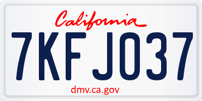 CA license plate 7KFJ037