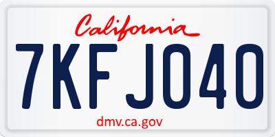 CA license plate 7KFJ040