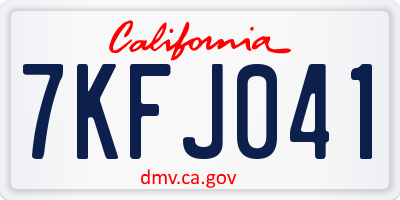 CA license plate 7KFJ041