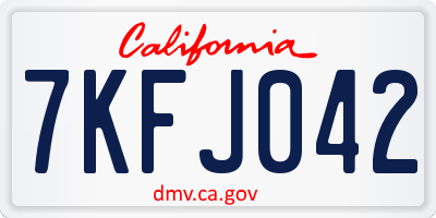 CA license plate 7KFJ042