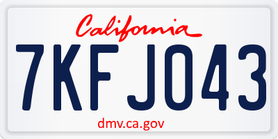 CA license plate 7KFJ043