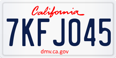 CA license plate 7KFJ045