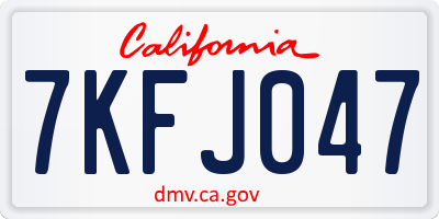 CA license plate 7KFJ047