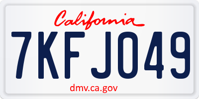 CA license plate 7KFJ049