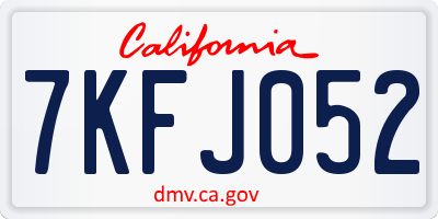 CA license plate 7KFJ052