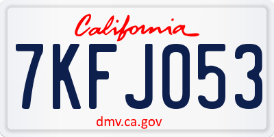 CA license plate 7KFJ053