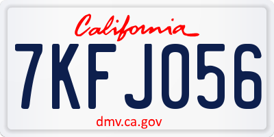 CA license plate 7KFJ056