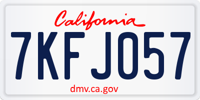 CA license plate 7KFJ057