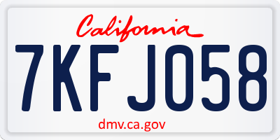 CA license plate 7KFJ058