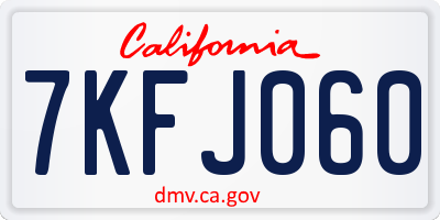 CA license plate 7KFJ060