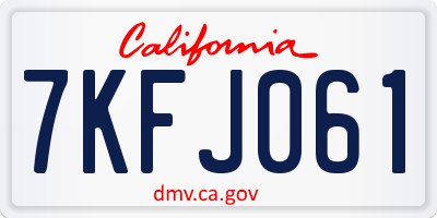 CA license plate 7KFJ061