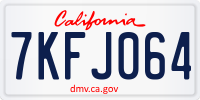 CA license plate 7KFJ064