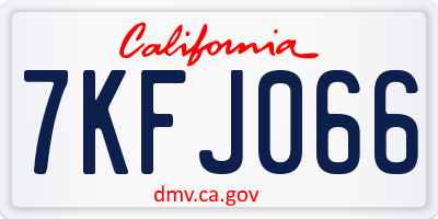 CA license plate 7KFJ066