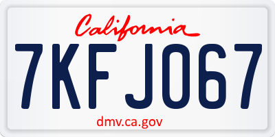 CA license plate 7KFJ067