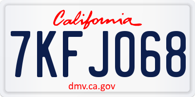 CA license plate 7KFJ068