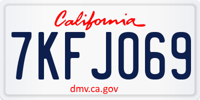 CA license plate 7KFJ069