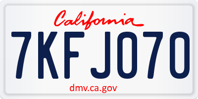 CA license plate 7KFJ070