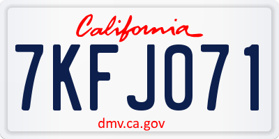 CA license plate 7KFJ071