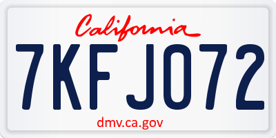 CA license plate 7KFJ072