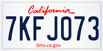 CA license plate 7KFJ073