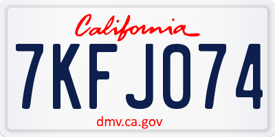 CA license plate 7KFJ074