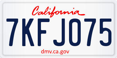 CA license plate 7KFJ075
