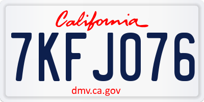 CA license plate 7KFJ076