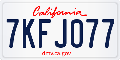 CA license plate 7KFJ077