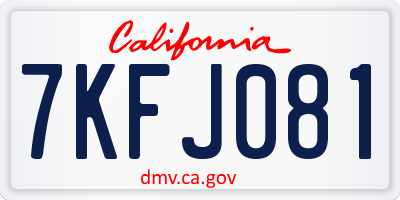 CA license plate 7KFJ081