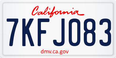 CA license plate 7KFJ083