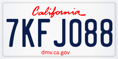 CA license plate 7KFJ088