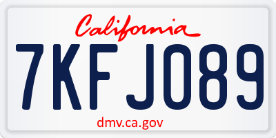 CA license plate 7KFJ089