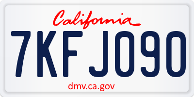 CA license plate 7KFJ090